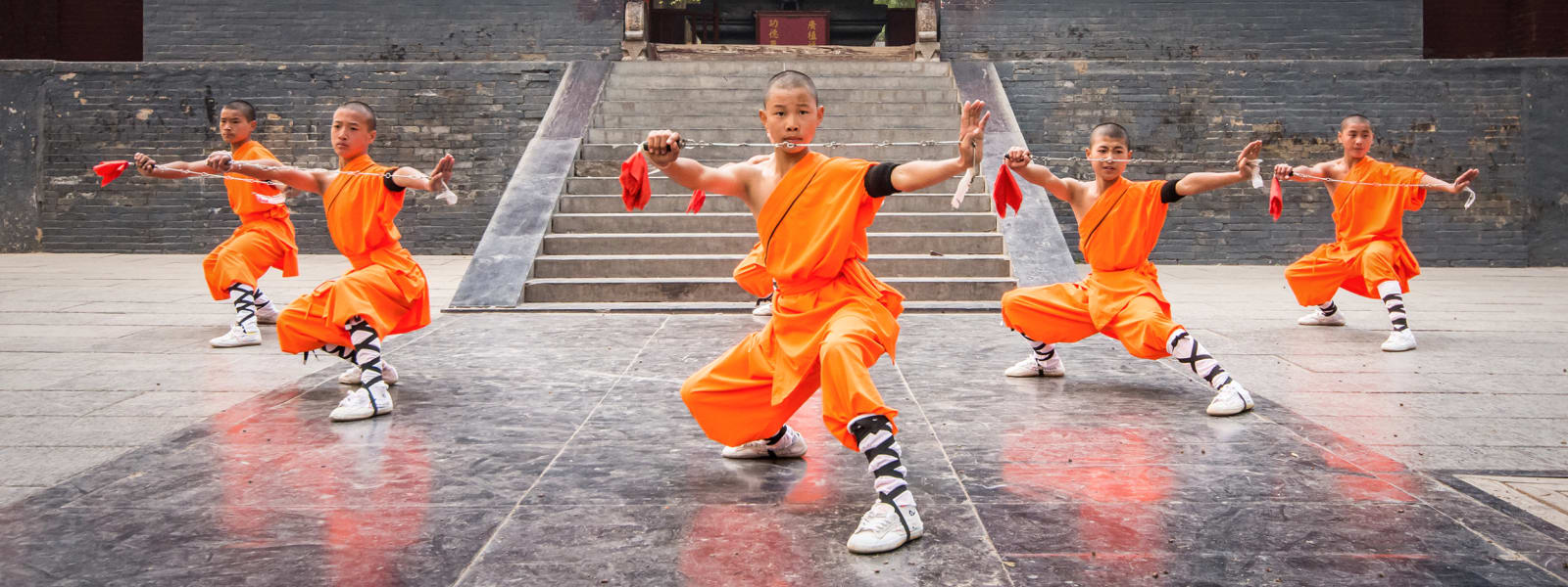 Young monks perform
